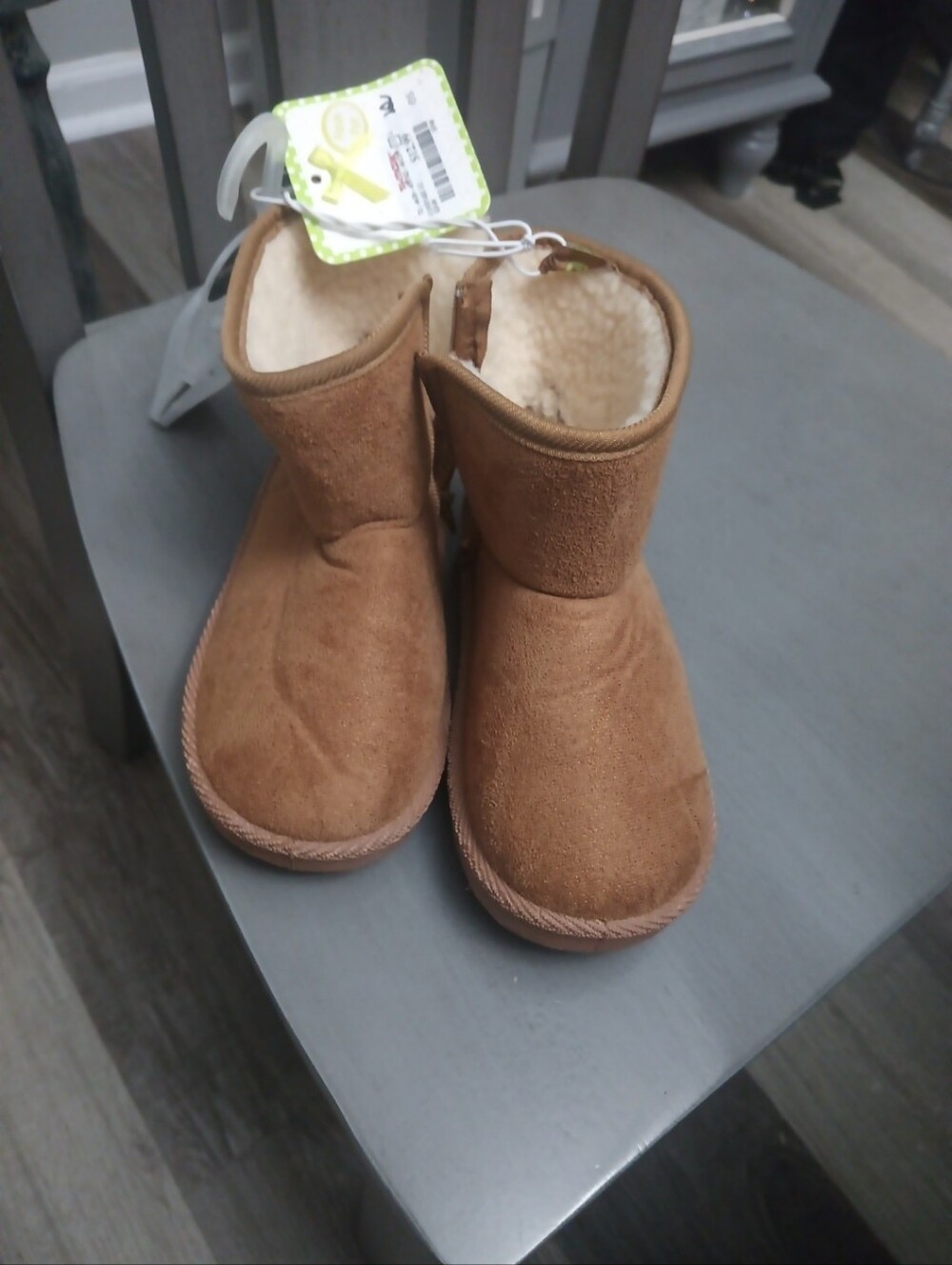 Cozy Brown Faux-Suede First Step Booties